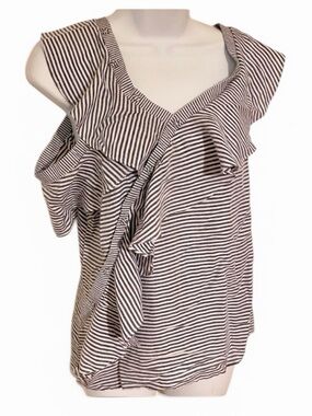 NWT Listicle Striped Asymmetrical Ruffle Top